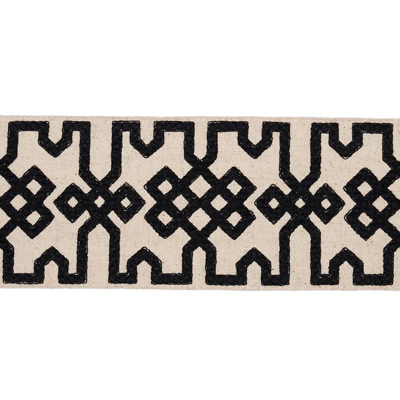 Schumacher Fabric Trim 80880 Knotted Trellis Tape Black On Unbleached