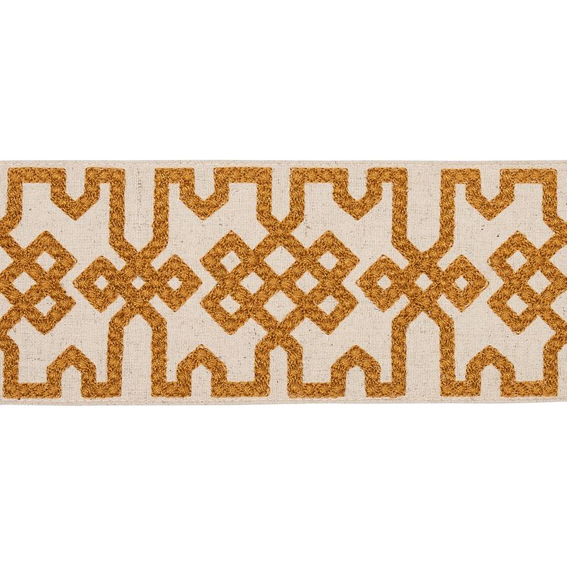 Schumacher Fabric Trim 80882 Knotted Trellis Tape Ocher E On Unbleached