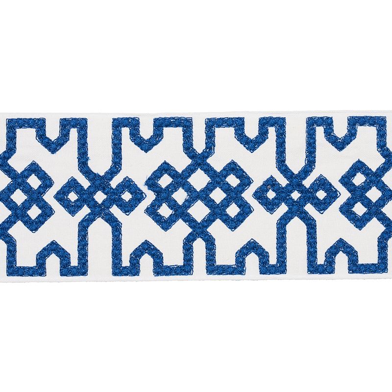 Schumacher Fabric Trim 80883 Knotted Trellis Tape Blue On White