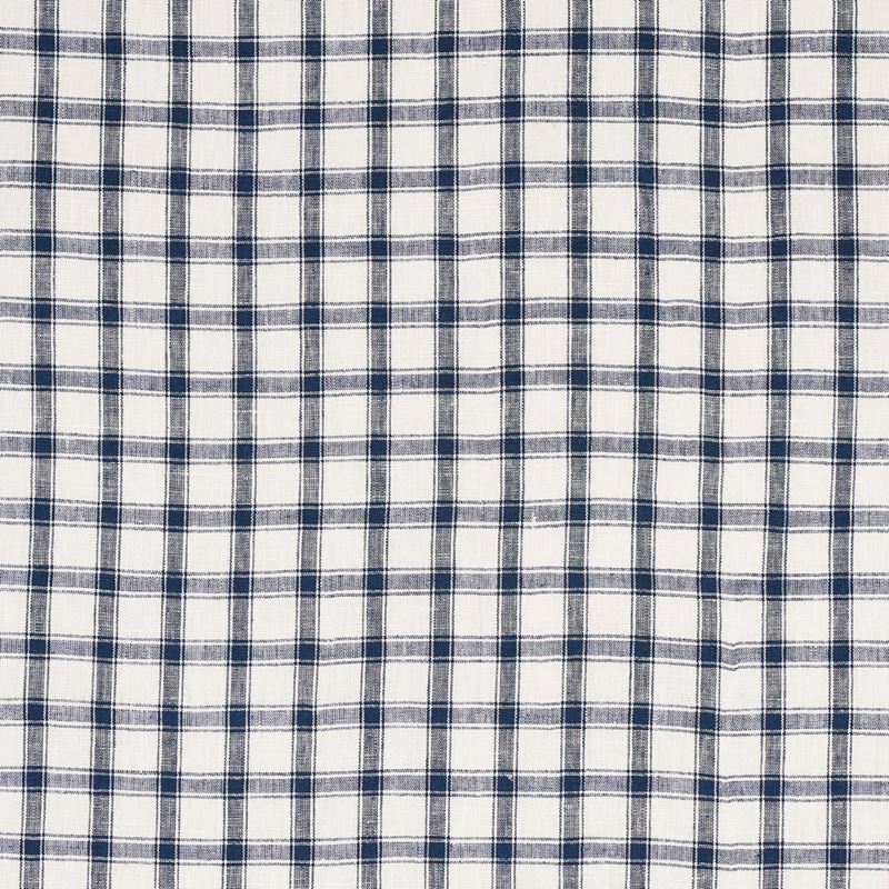 Schumacher Fabric 81451 Crawford Linen Check Indigo