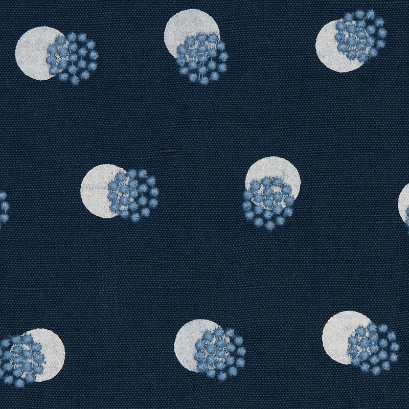 Schumacher Fabric 81843 Taylor Embroidery Sky On Navy