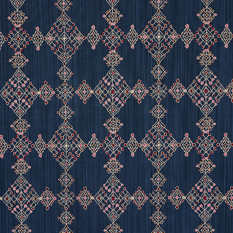 Schumacher Fabric 82081 Kalindi Embroidery Indigo