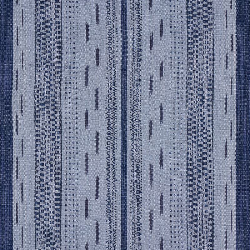 Schumacher Fabric 82112 Mirza Ikat Stripe Indigo On Chambray