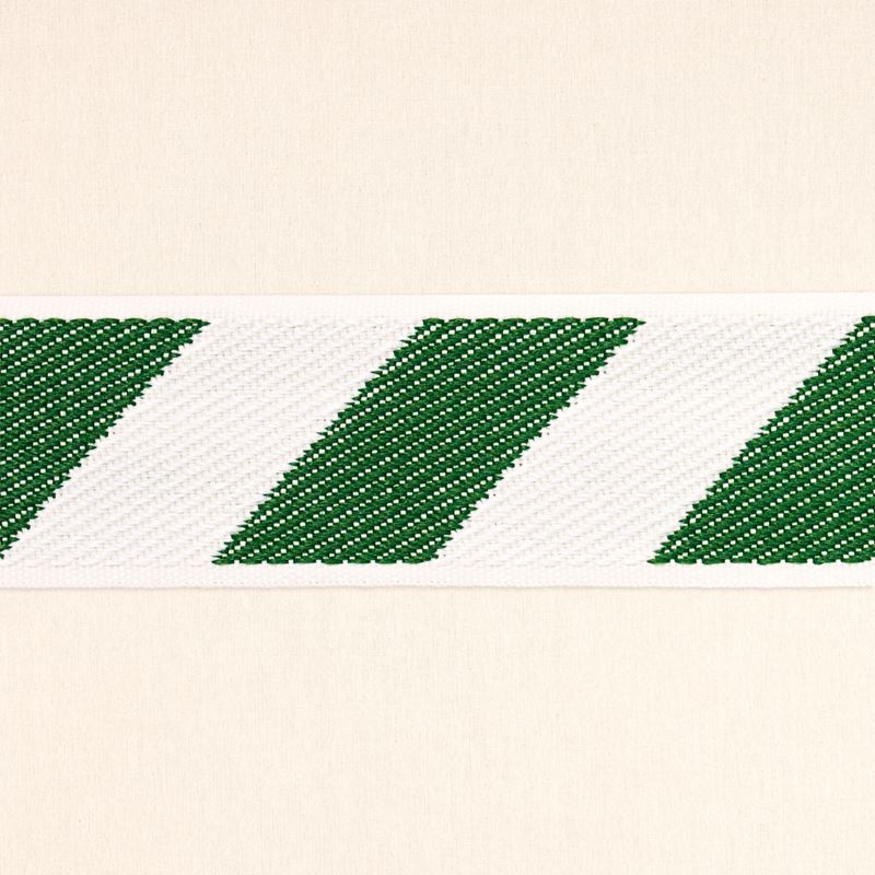Schumacher Fabric Trim 82422 Airmail I Indoor/Outdoor Tape Green and Ivory