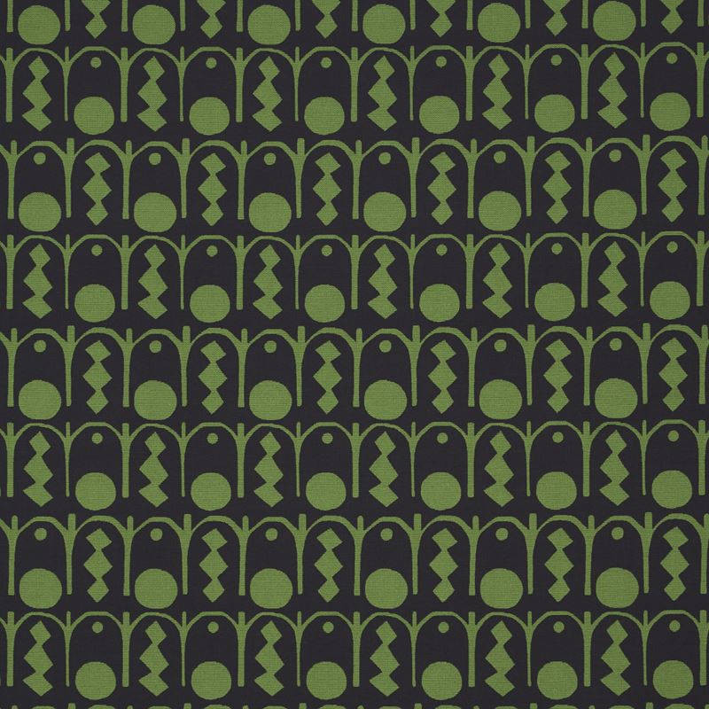 Schumacher Fabric 83412 Downtown Green and Black