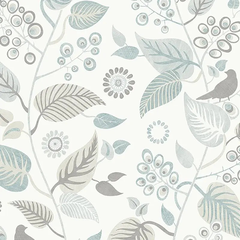 Schumacher Wallpaper 9331 Leaf Rhapsody Slate