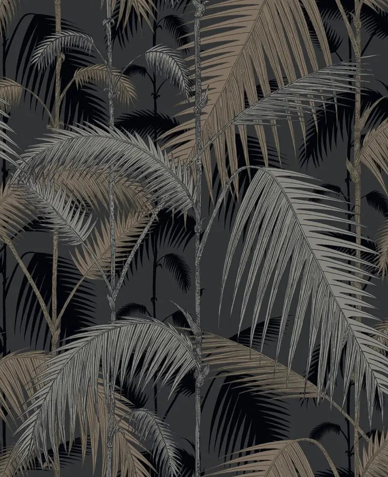 Cole & Son Wallpaper 95/1004.CS Palm Jungle Silver/Black