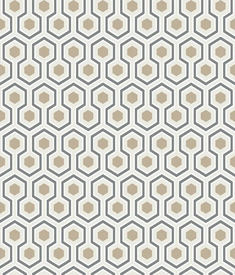 Cole & Son Wallpaper 95/3016.CS Hicks Hexagon Gilver/Wt/Bk