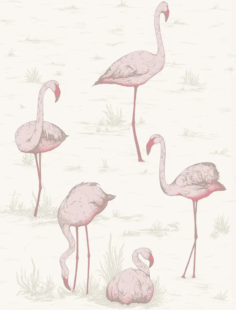 Cole & Son Wallpaper 95/8045.CS Flamingos Pink/White