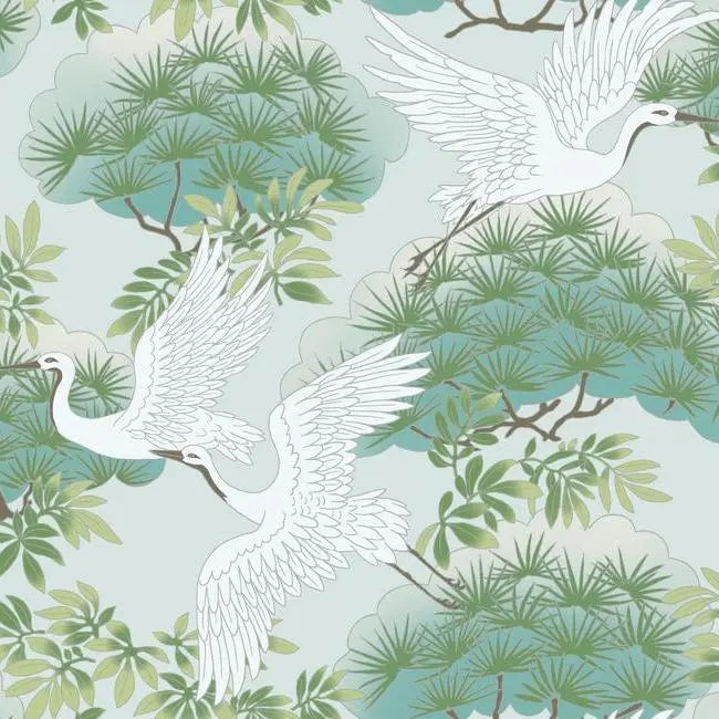 York Wallpaper AF6589 Sprig & Heron