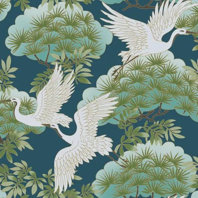 York Wallpaper AF6592 Sprig & Heron