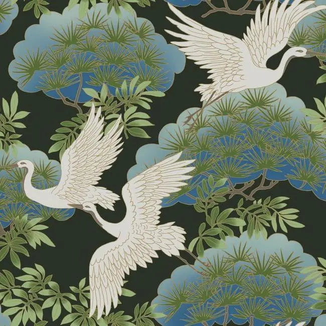 York Wallpaper AF6593 Sprig & Heron