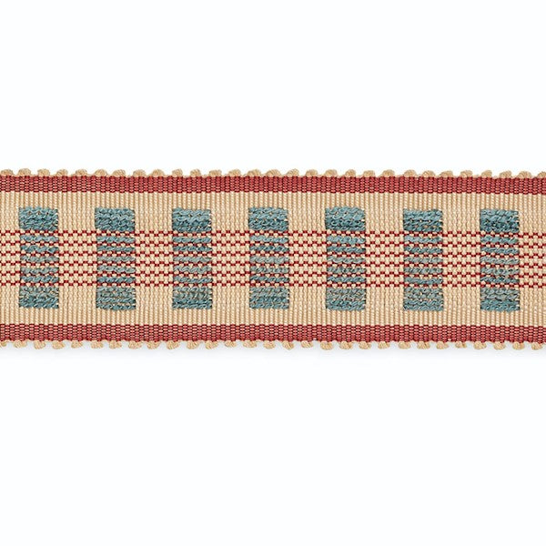 Schumacher Fabric Trim B220-5 Lucinda Braid 7/8" Ecru Delft Garnet