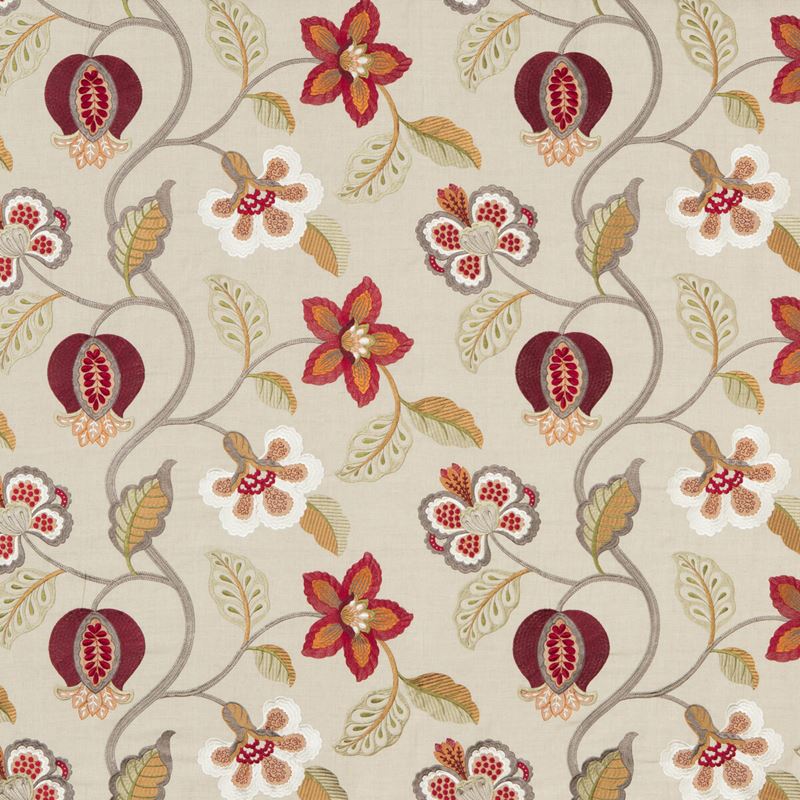 G P & J Baker Fabric BF10532.6 Elvaston Red/Ivory