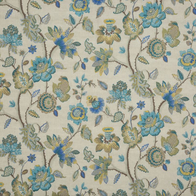 G P & J Baker Fabric BF10589.3 Dryden Teal/Gilt