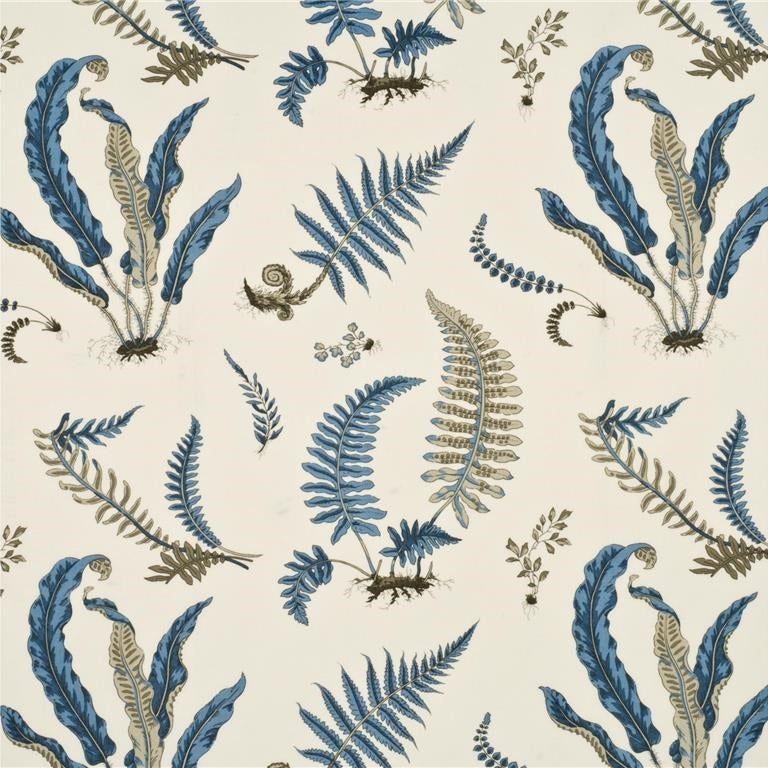 G P & J Baker Fabric BP10381.2 Ferns Indigo/White