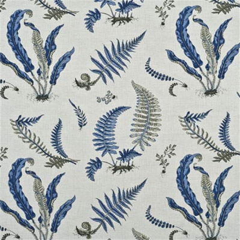 G P & J Baker Fabric BP10382.1 Ferns Indigo/Linen