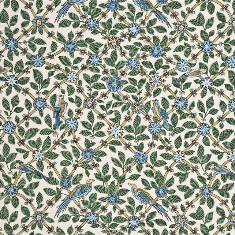 G P & J Baker Fabric BP10465.2 Bamboo Bird Aqua/Teal