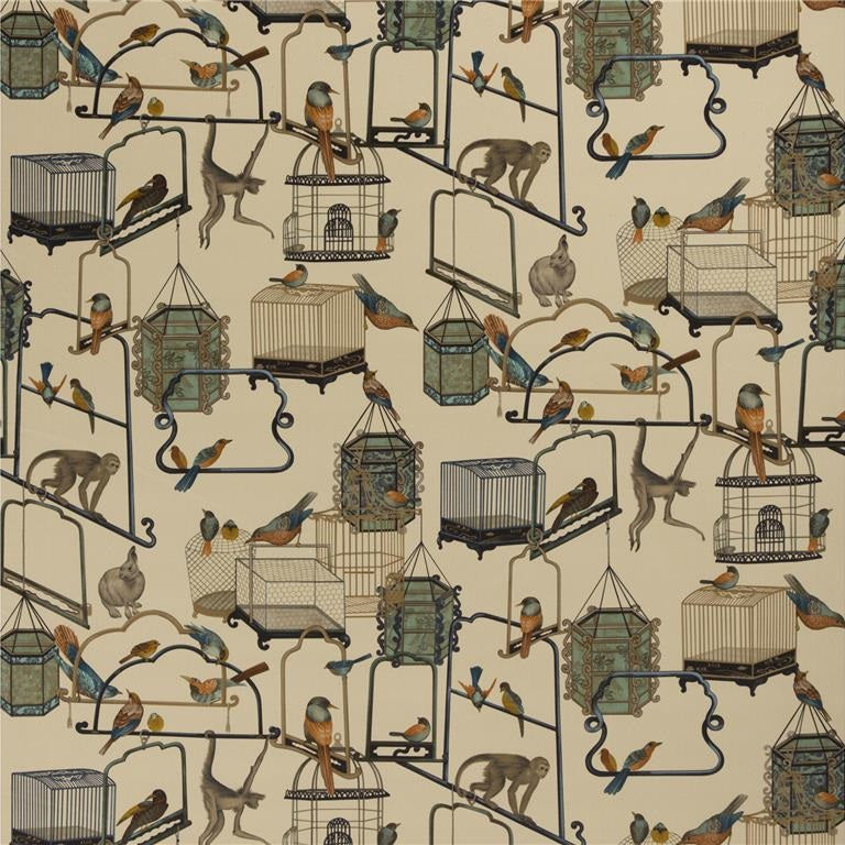 G P & J Baker Fabric BP10591.1 Menagerie Velvet Parchment