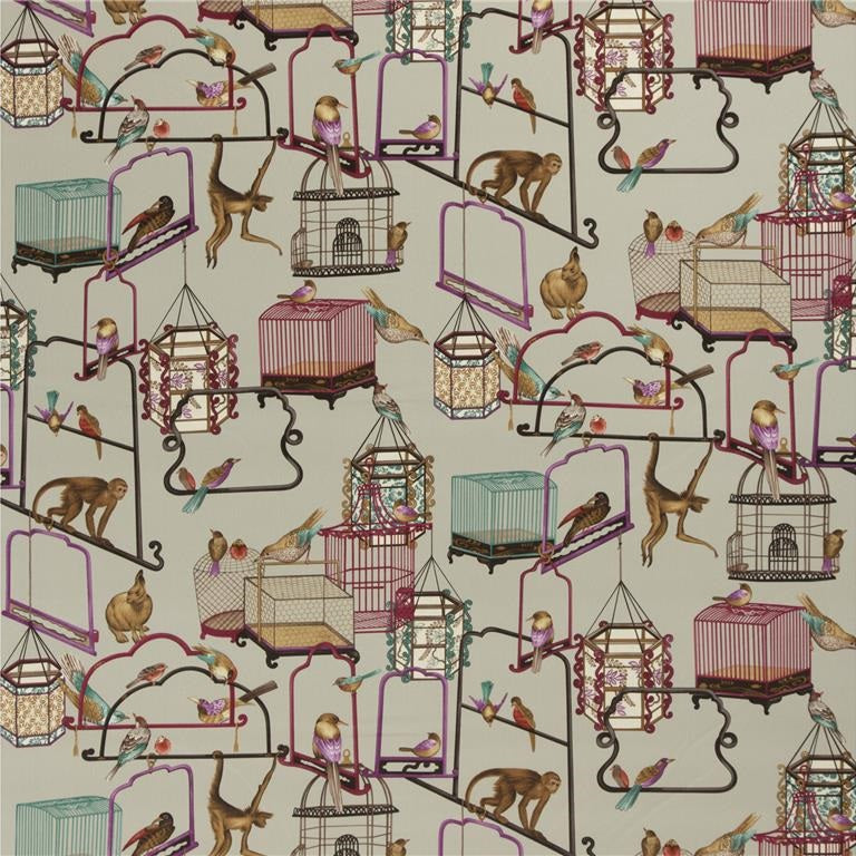 G P & J Baker Fabric BP10591.3 Menagerie Velvet Aqua