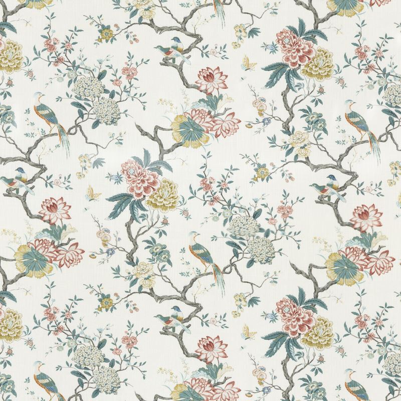 G P & J Baker Fabric BP10771.5 Oriental Bird Signature Teal