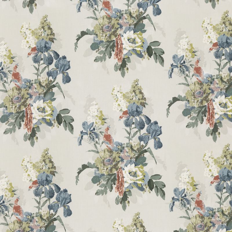 G P & J Baker Fabric BP10774.2 Bird & Iris Indigo