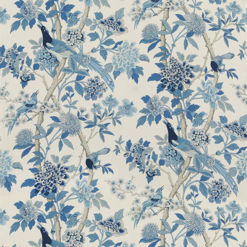 G P & J Baker Fabric BP10851.1 Hydrangea Bird (archive) Blue