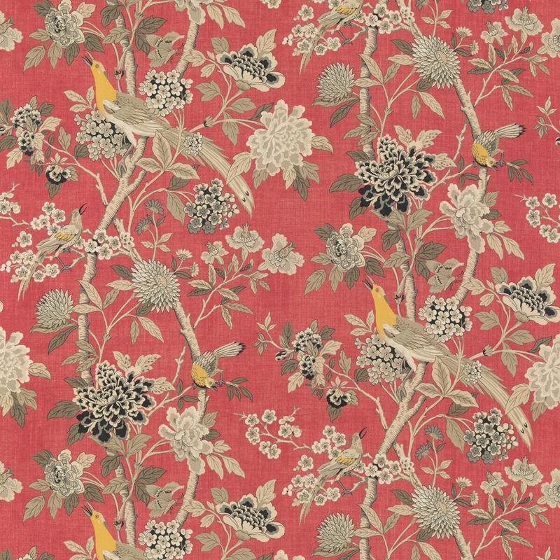 G P & J Baker Fabric BP10851.4 Hydrangea Bird (archive) Old Rose