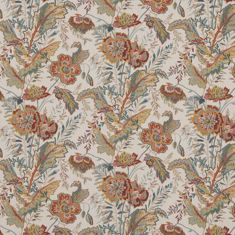 G P & J Baker Fabric BP10938.3 Indienne Flower Red/Teal