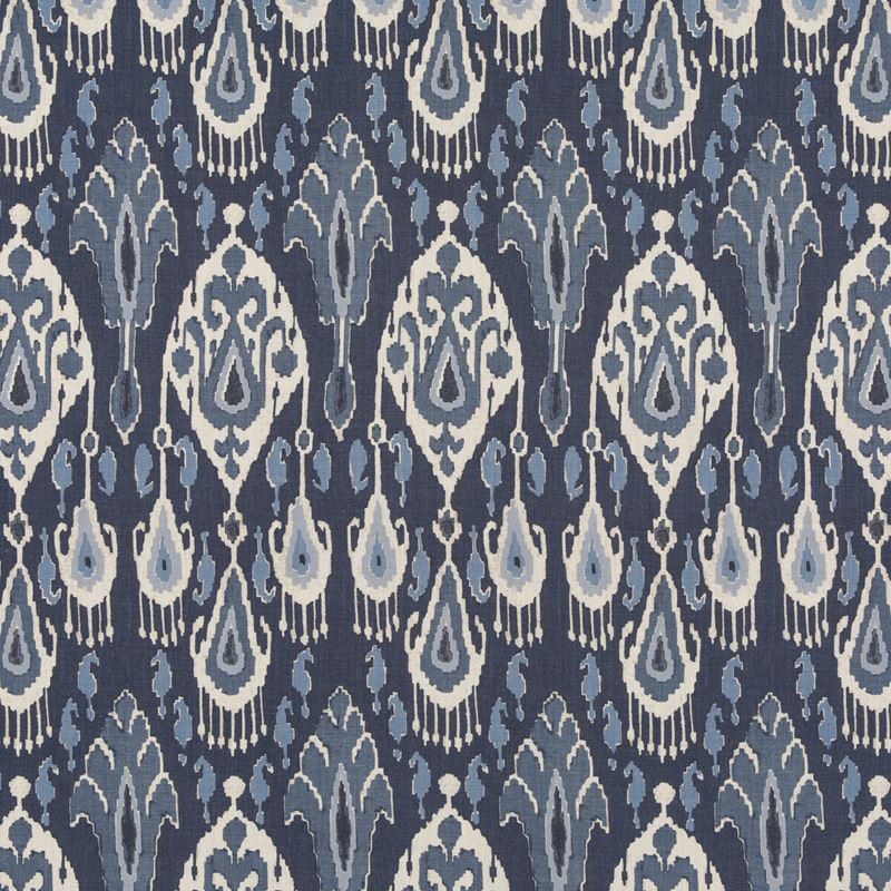 G P & J Baker Fabric BP10939.1 Ikat Bokhara Linen Indigo