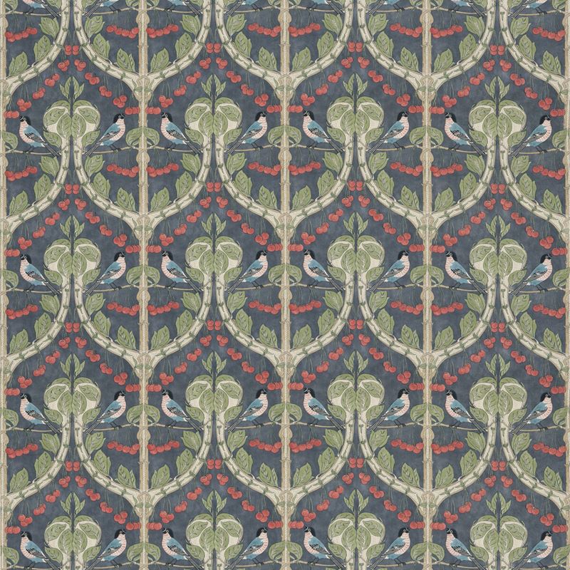 G P & J Baker Fabric BP10967.2 Birds & Cherries Cotton Indigo