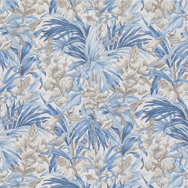 G P & J Baker Fabric BP10976.2 Trumpet Flowers Cotton Blue