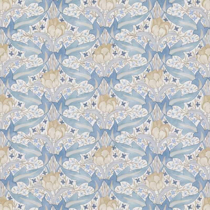 G P & J Baker Fabric BP10977.2 Tulip & Jasmine Cotton Blue