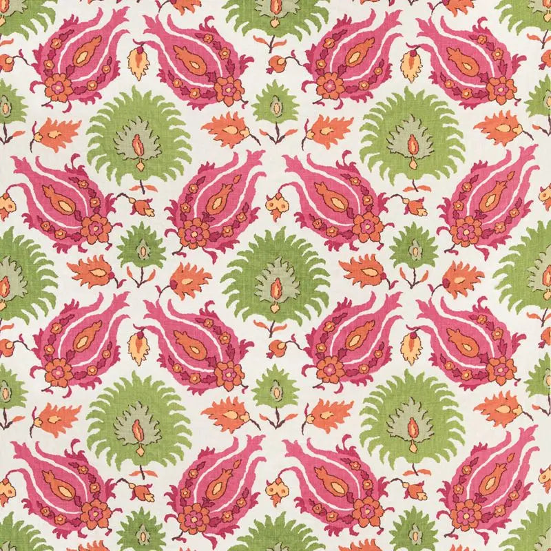 Brunschwig & Fils Fabric BR-700020.7312 Kashmiri Linen Print Pink/Green