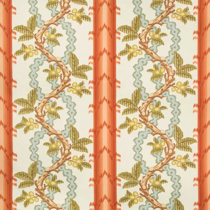 Brunschwig & Fils Fabric BR-79510.123 Josselin Cotton and Linen Print Spice/Celadon