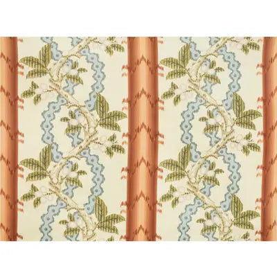 Brunschwig & Fils Fabric BR-79510.677 Josselin Cotton and Linen Print Rust and Blue