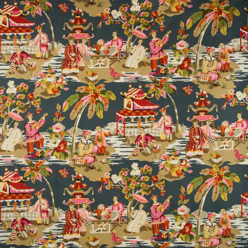Brunschwig & Fils Fabric BR-79601.117 Xian Linen & Cotton Print Grey/Pink