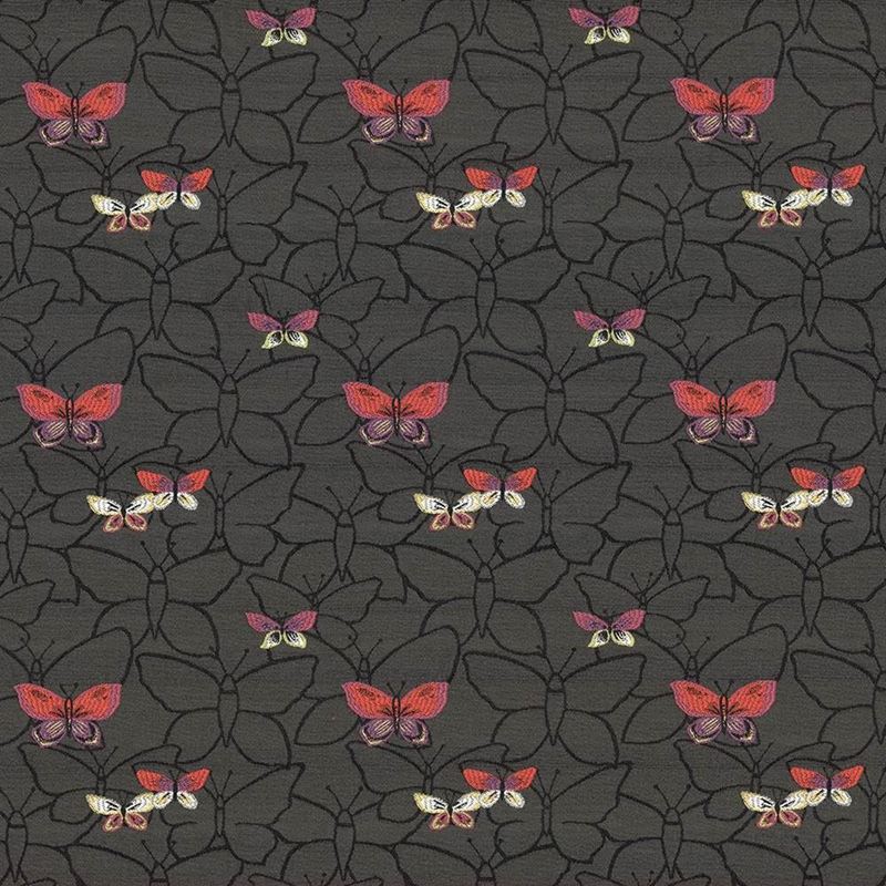 Kasmir Fabric Butterfly Garden Charcoal