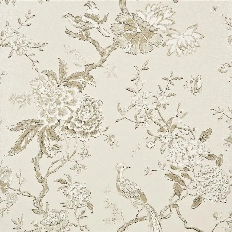 G P & J Baker Wallpaper BW45029.1 Oriental Bird Ivory