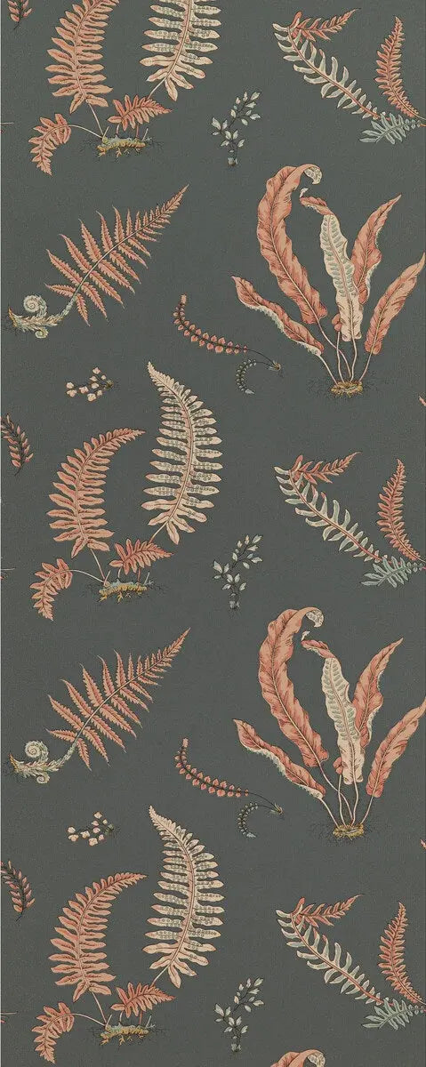 G P & J Baker Wallpaper BW45044.13 Ferns Coral/Charcoal