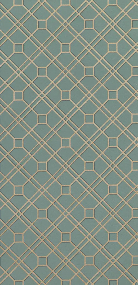 G P & J Baker Wallpaper BW45071.12 Langdale Trellis Teal/Bronze