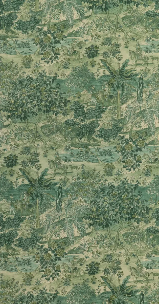 G P & J Baker Wallpaper BW45088.3 Ramayana Emerald