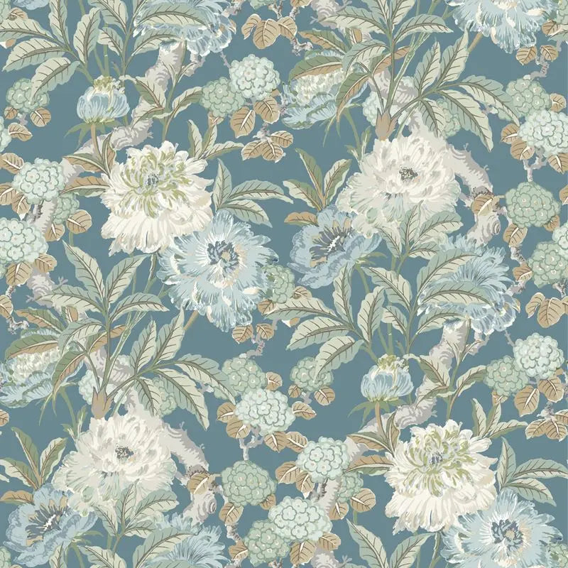 G P & J Baker Wallpaper BW45095.5 Summer Peony Denim