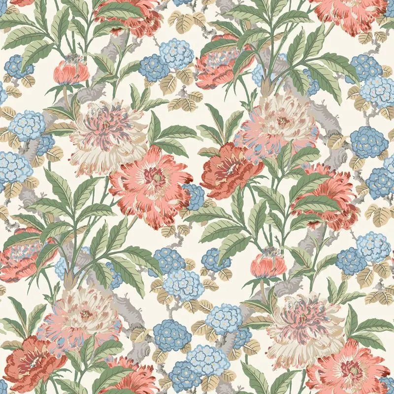 G P & J Baker Wallpaper BW45095.7 Summer Peony Red/Green