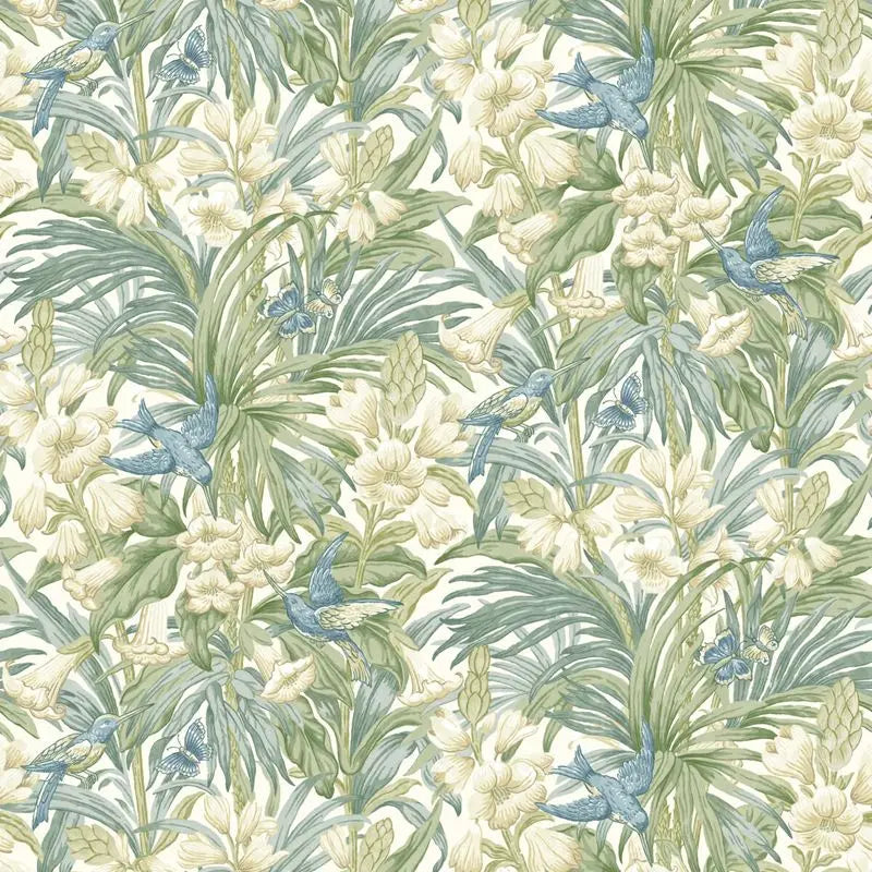 G P & J Baker Wallpaper BW45103.2 Trumpet Flowers Blue/Green