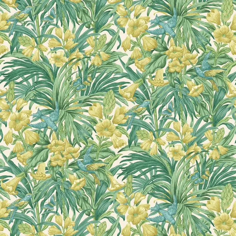 G P & J Baker Wallpaper BW45103.3 Trumpet Flowers Emerald