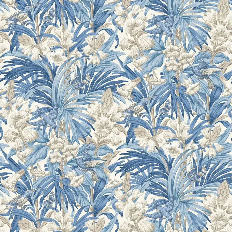 G P & J Baker Wallpaper BW45103.4 Trumpet Flowers Blue