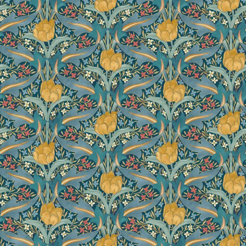 G P & J Baker Wallpaper BW45104.2 Tulip & Jasmine Teal