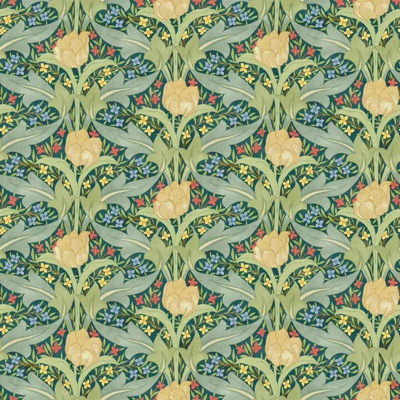 G P & J Baker Wallpaper BW45104.3 Tulip & Jasmine Emerald