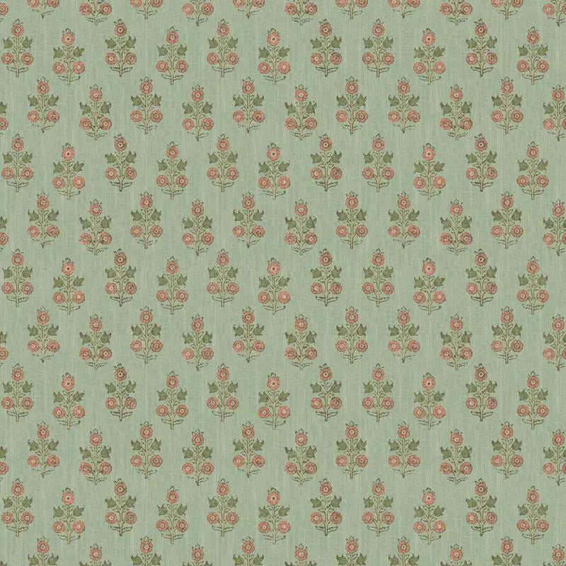 G P & J Baker Wallpaper BW45117.6 Poppy Sprig Aqua/Blush